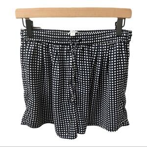 J. Crew Mercantile Navy Blue and White Checked Elastic Wasit Shorts Size Small